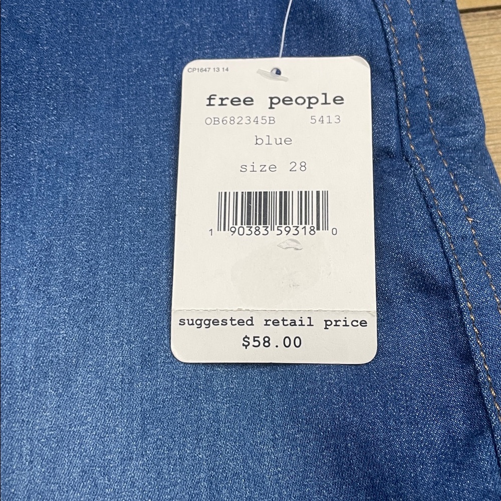 Free People NWT Pull On Slim Fit Jeans Blue - Picture 3 of 6